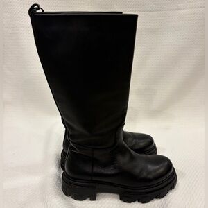 Steve Madden Esme Black Leather Chunky Tread Knee-High Boots Size 8.5 Emo Grunge